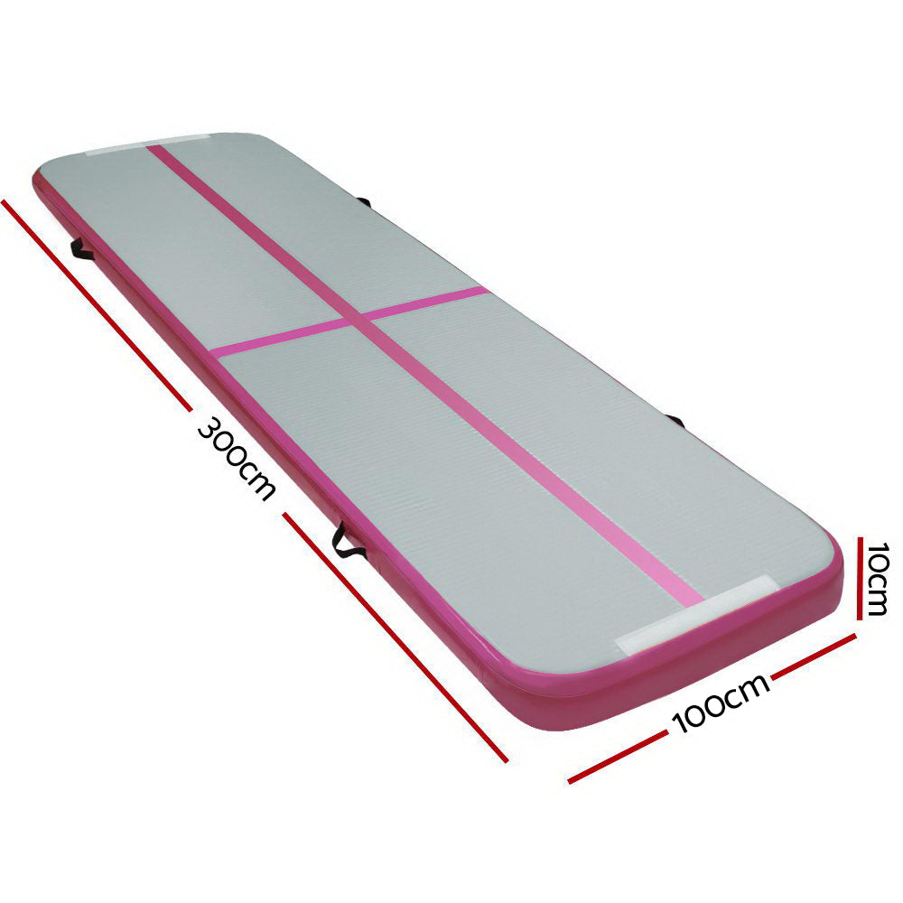 Everfit 3m x 1m Air Track Mat | Gymnastic Tumbling | Pink and Grey