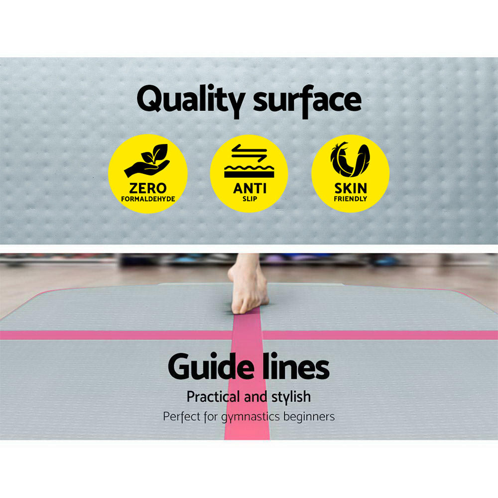 Everfit GoFun 3X1M Inflatable Air Track Mat | with Pump | Tumbling Gymnastics | Pink