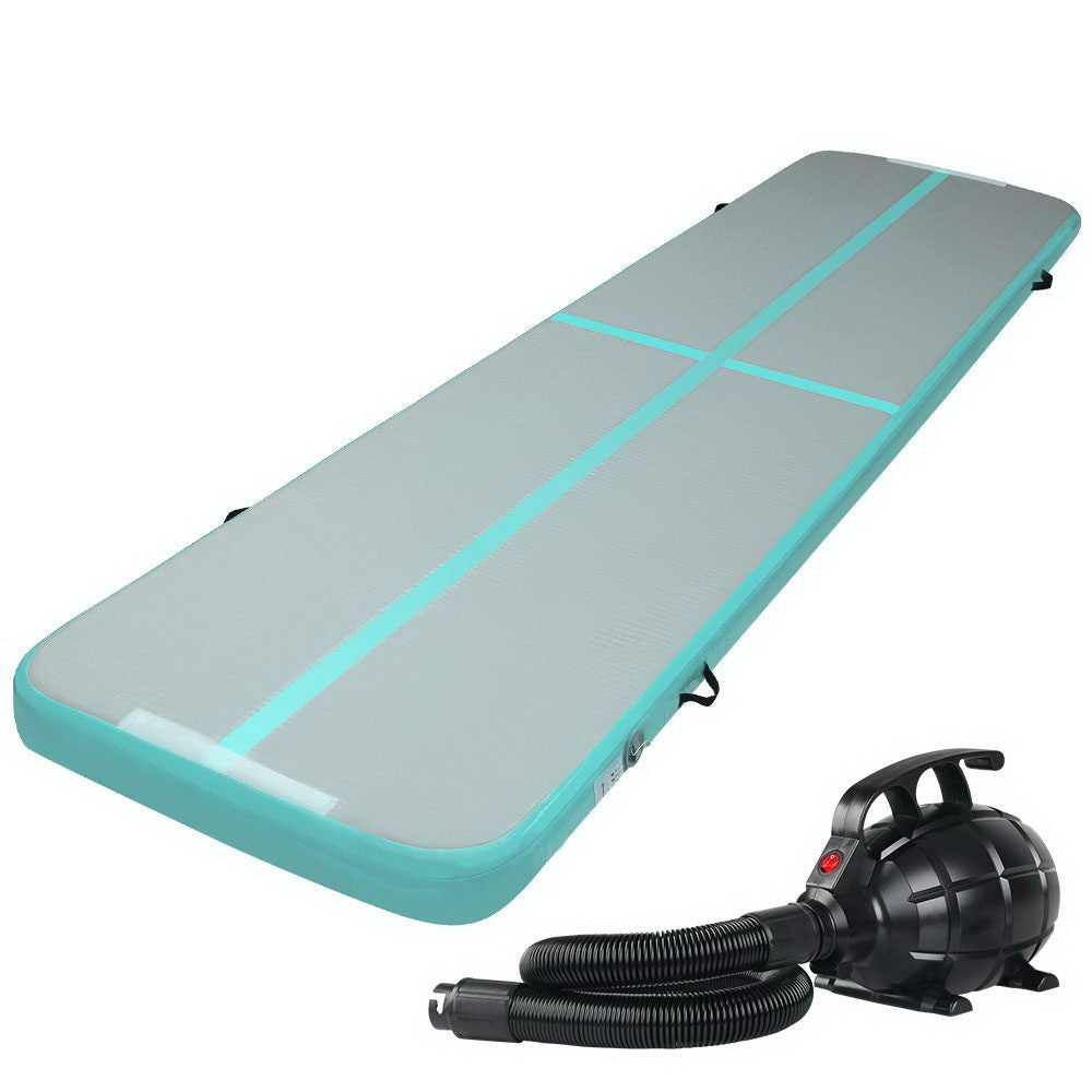 Everfit GoFun 4X1M Inflatable Air Track Mat | with Pump | Tumbling Gymnastics | Green