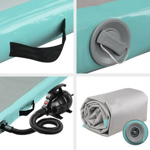 Everfit GoFun 4X1M Inflatable Air Track Mat | with Pump | Tumbling Gymnastics | Green