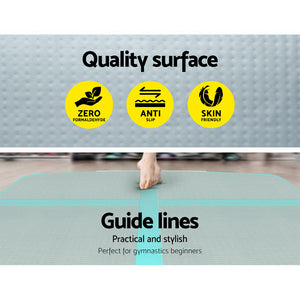 Everfit GoFun 4X1M Inflatable Air Track Mat | with Pump | Tumbling Gymnastics | Green