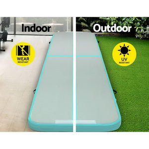 Everfit GoFun 4X1M Inflatable Air Track Mat | with Pump | Tumbling Gymnastics | Green