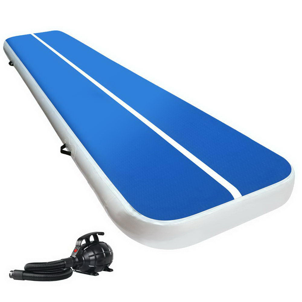 Everfit 4X1M Inflatable Air Track Mat | 20CM Thick | with Pump | Tumbling Gymnastics | Blue