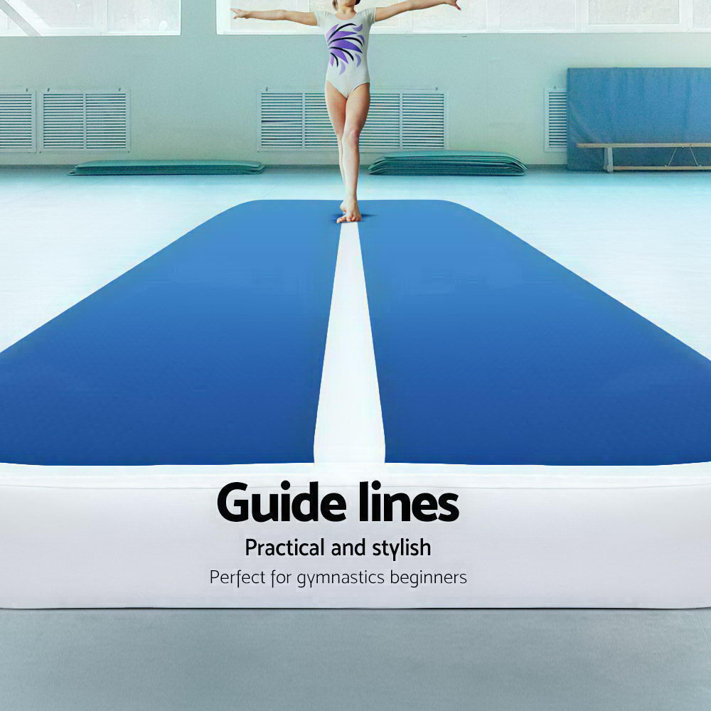 Everfit 4X1M Inflatable Air Track Mat | 20CM Thick | with Pump | Tumbling Gymnastics | Blue
