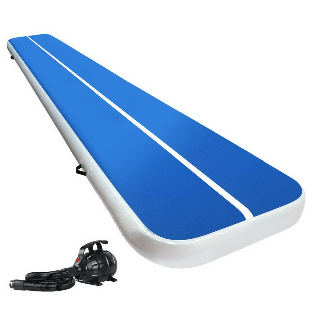Everfit 5X1M Inflatable Air Track Mat | 20CM Thick | with Pump | Tumbling Gymnastics | Blue