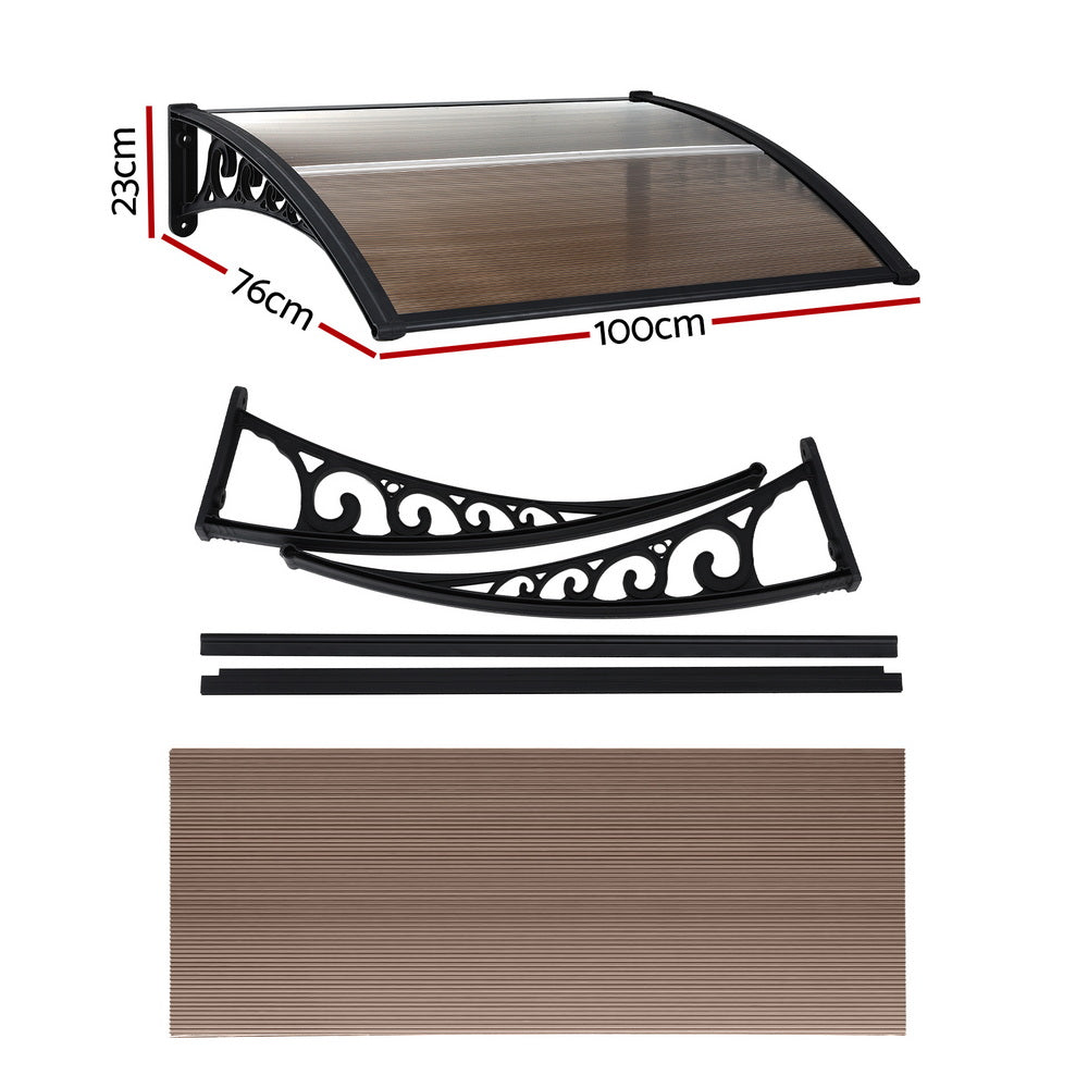 Door Awning | 0.8 x 1.0m | Window Canopy | Brown
