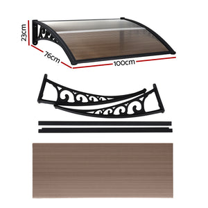 Door Awning | 0.8 x 1.0m | Window Canopy | Brown