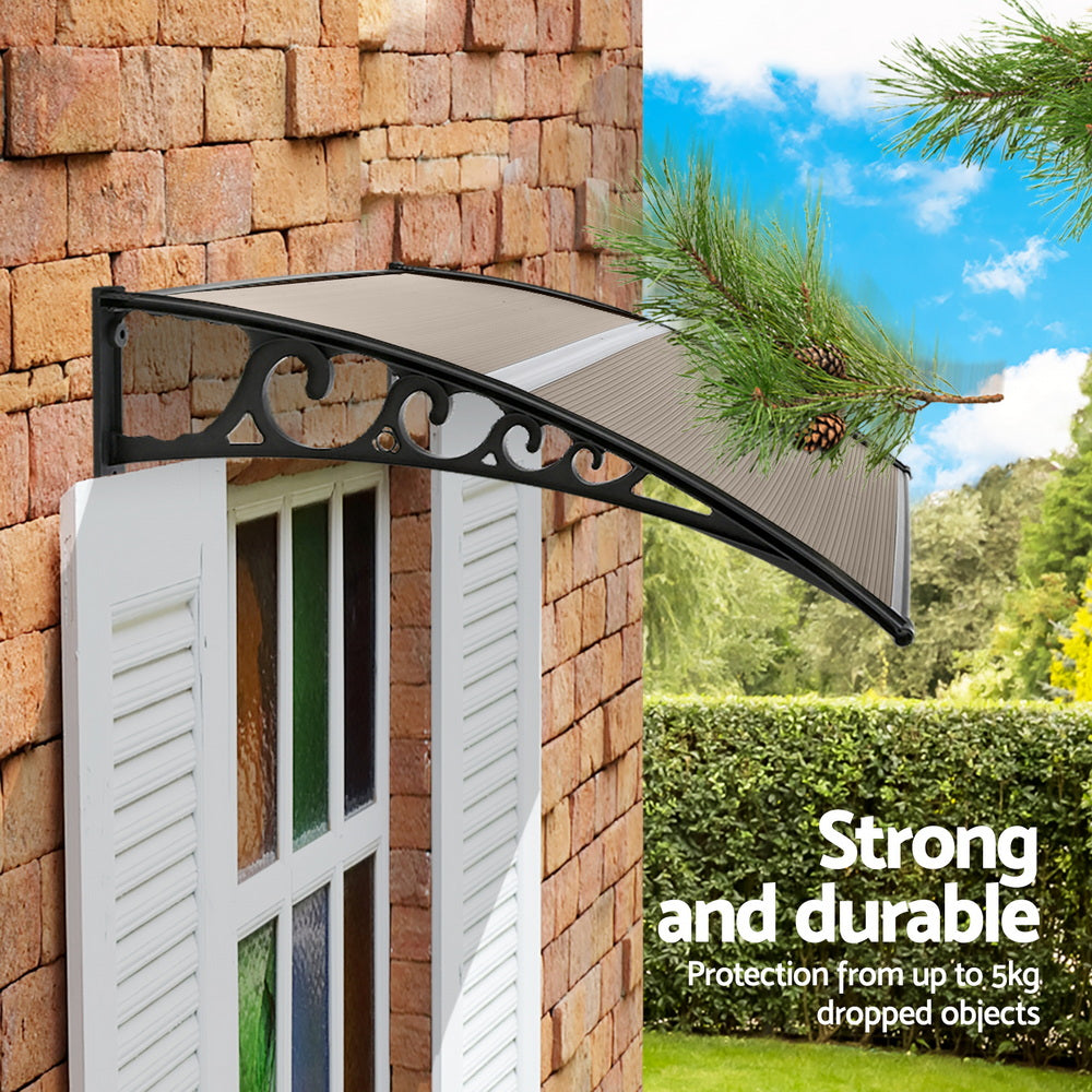 Door Awning | 0.8 x 1.0m | Window Canopy | Brown