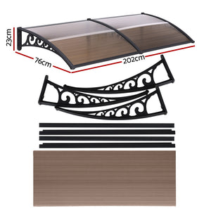Door Canopy | 0.8 x 2.0m | Window Awning | Brown