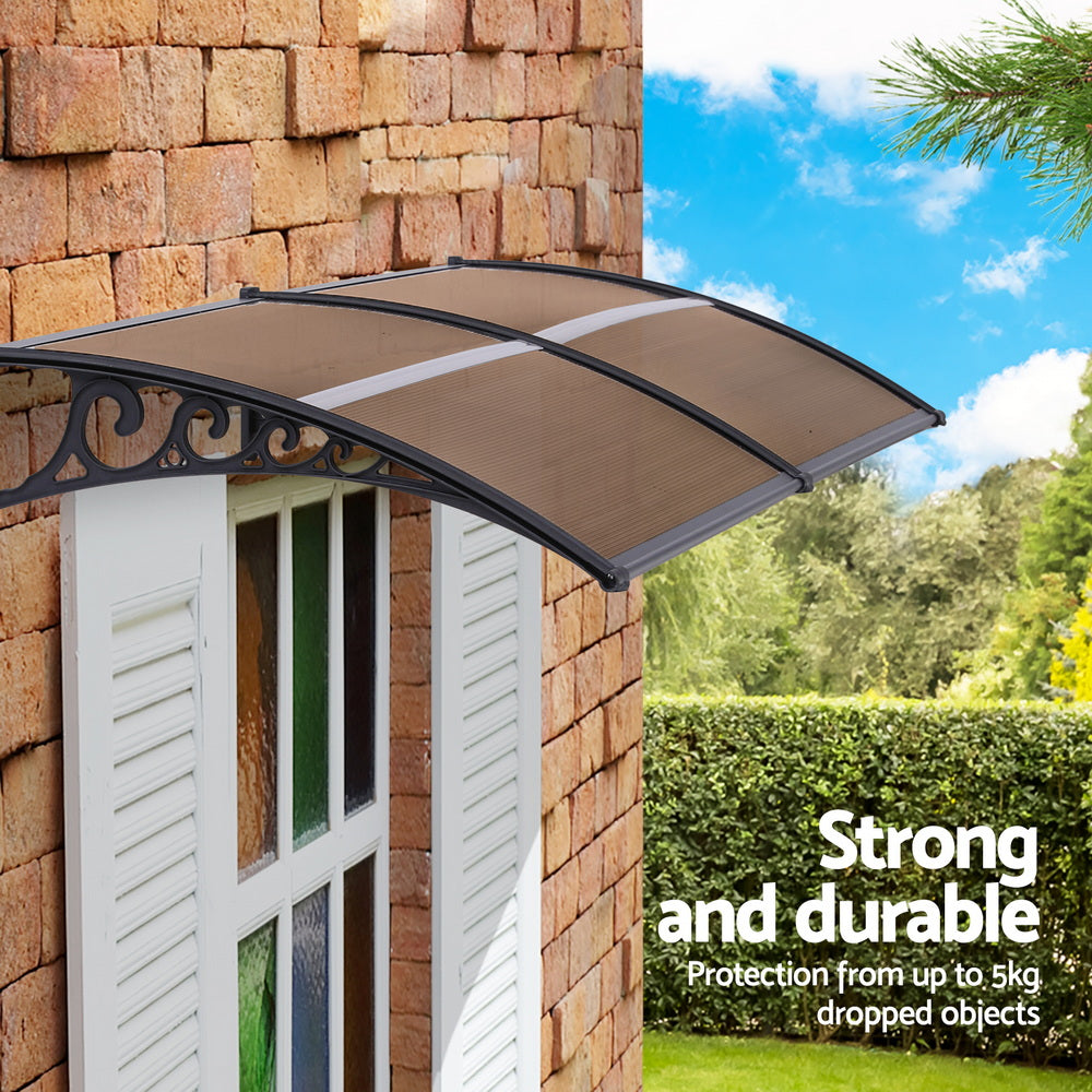 Door Canopy | 0.8 x 2.0m | Window Awning | Brown