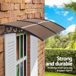 Door Canopy | 0.8 x 2.0m | Window Awning | Brown