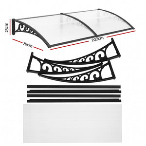 Instahut Window Door Awning 0.8mx2m Transparent