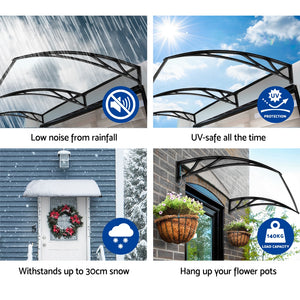 Window Door Awning | Canopy | 1mx3m | Transparent Solid Sheet | Plastic Frame