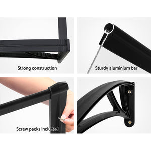Window Door Awning | Canopy | 1mx3m | Transparent Solid Sheet | Plastic Frame