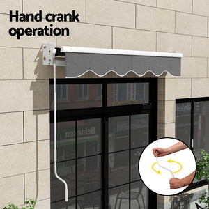 Retractable Folding Arm Awning | Manual Sunshade | 2Mx1.5M | Grey