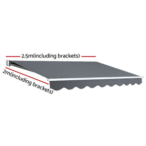 Retractable Folding Arm Awning | Manual Sunshade | 2.5Mx2M | Grey