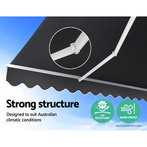Retractable Folding Arm Awning | Manual Sunshade | 2.5Mx2M | Grey