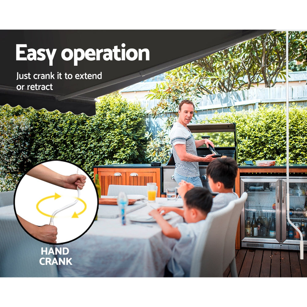 Retractable Folding Arm Awning | Manual Sunshade | 2.5Mx2M | Grey