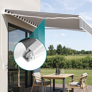 Manual Retractable Awning | 2.5m x 2.0m | Folding Arm Sunshade | Grey/White