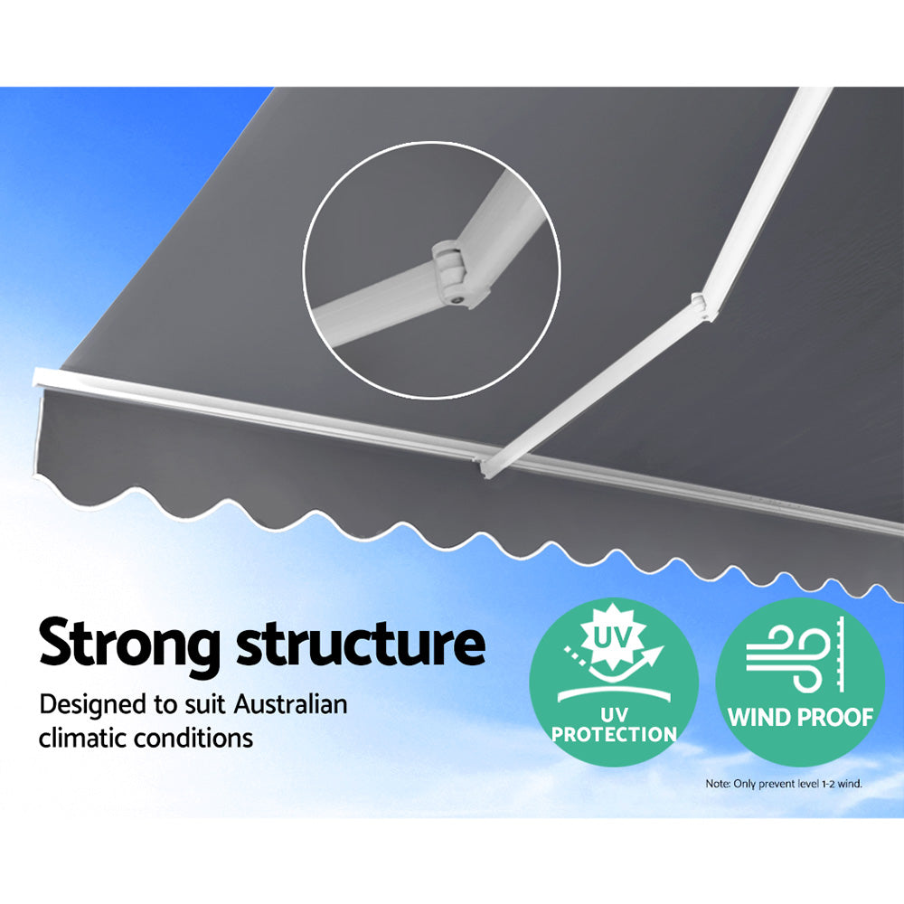 Retractable Folding Arm Awning | Manual Sunshade | 3Mx2.5M | Pearl Grey