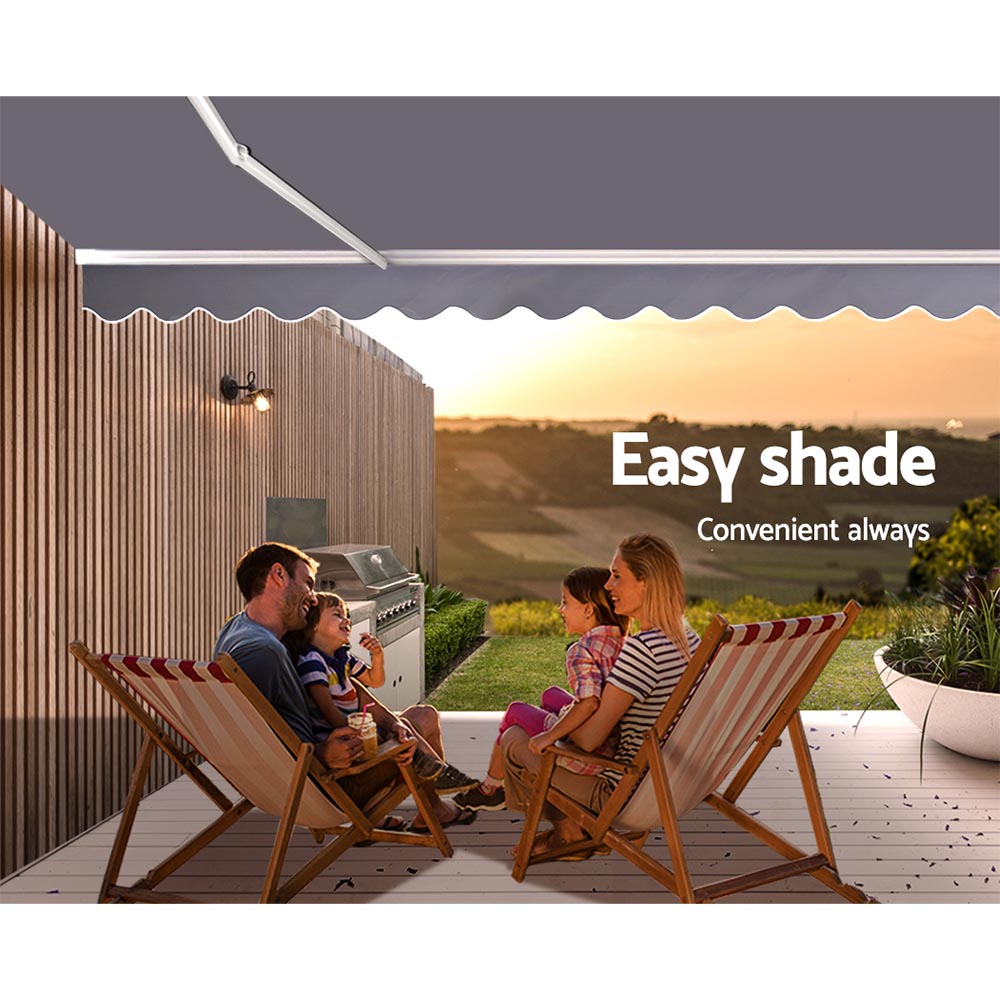 Retractable Folding Arm Awning | Manual Sunshade | 3Mx2.5M | Pearl Grey