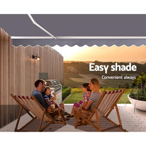 Retractable Folding Arm Awning | Manual Sunshade | 3Mx2.5M | Pearl Grey