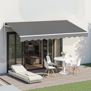 Manual Folding Arm Awning | 3.5m x 2.5m | Retractable Sunshade | Grey