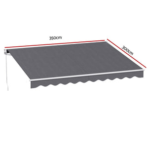 Instahut Retractable Folding Arm Awning Manual Sunshade 3.5M X 3M Grey