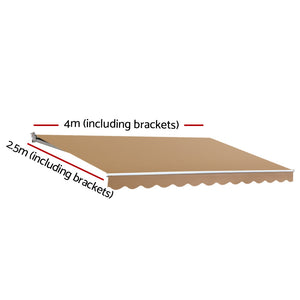 Instahut | Retractable Folding Arm Awning | Manual Sunshade | 4Mx2.5M | Beige
