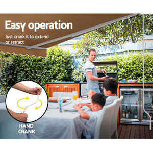 Instahut | Retractable Folding Arm Awning | Manual Sunshade | 4Mx2.5M | Beige