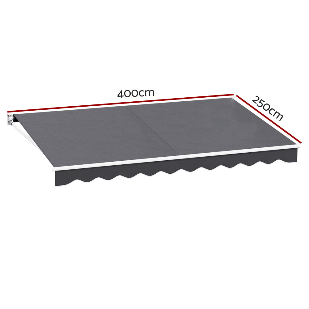 Retractable Folding Arm Awning | Manual Sunshade | 4Mx2.5M | Grey