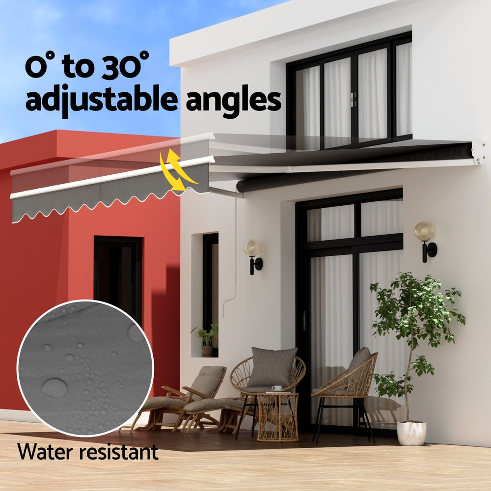 Retractable Folding Arm Awning | Manual Sunshade | 4Mx2.5M | Grey