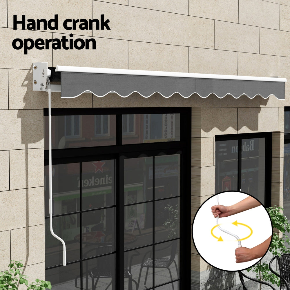 Retractable Folding Arm Awning | Manual Sunshade | 4Mx2.5M | Grey