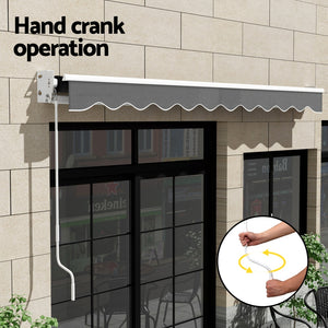 Retractable Folding Arm Awning | Manual Sunshade | 4Mx2.5M | Grey