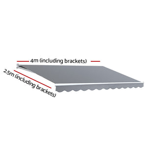 Retractable Folding Arm Awning | Manual Sunshade | 4Mx2.5M | Pearl Grey
