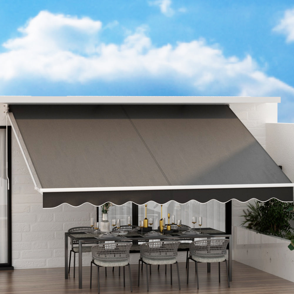 Retractable Folding Arm Awning | Manual Sunshade | 4Mx3M | Grey