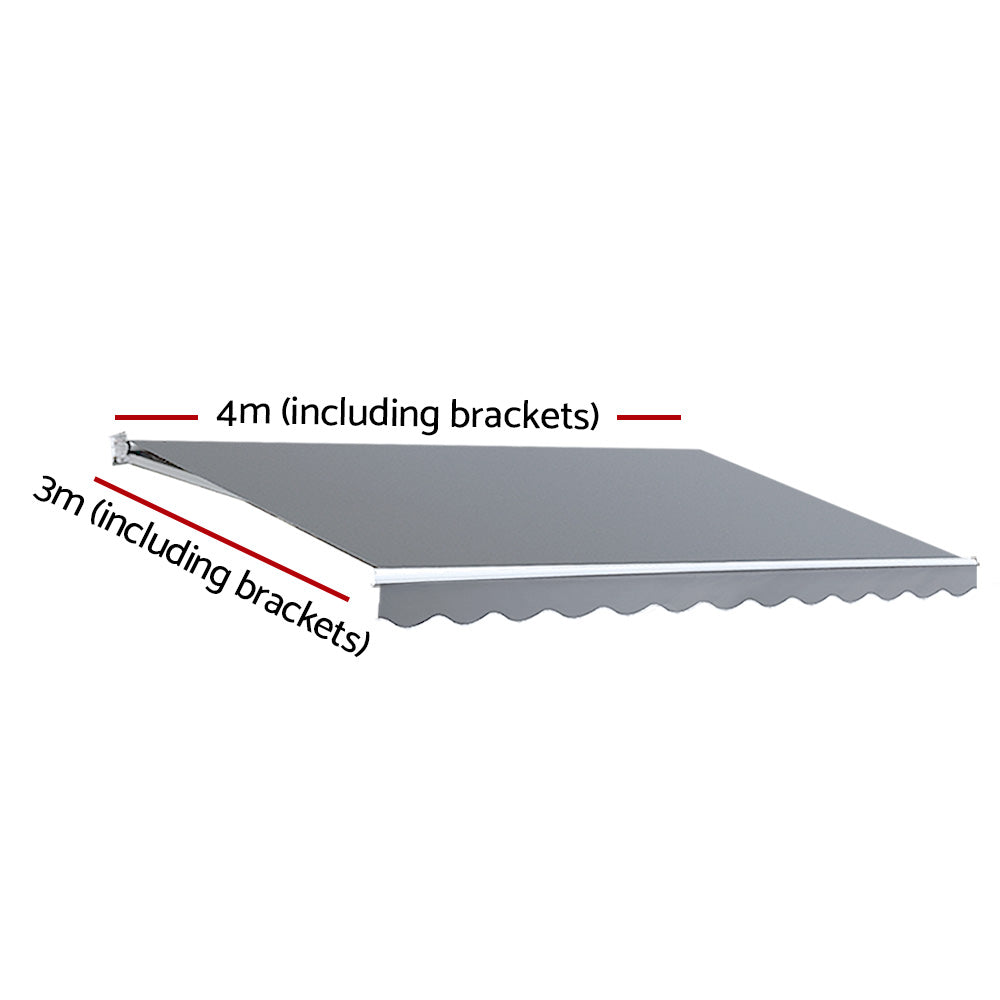 Retractable Folding Arm Awning | Manual Sunshade | 4Mx3M | Pearl Grey