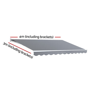 Retractable Folding Arm Awning | Manual Sunshade | 4Mx3M | Pearl Grey