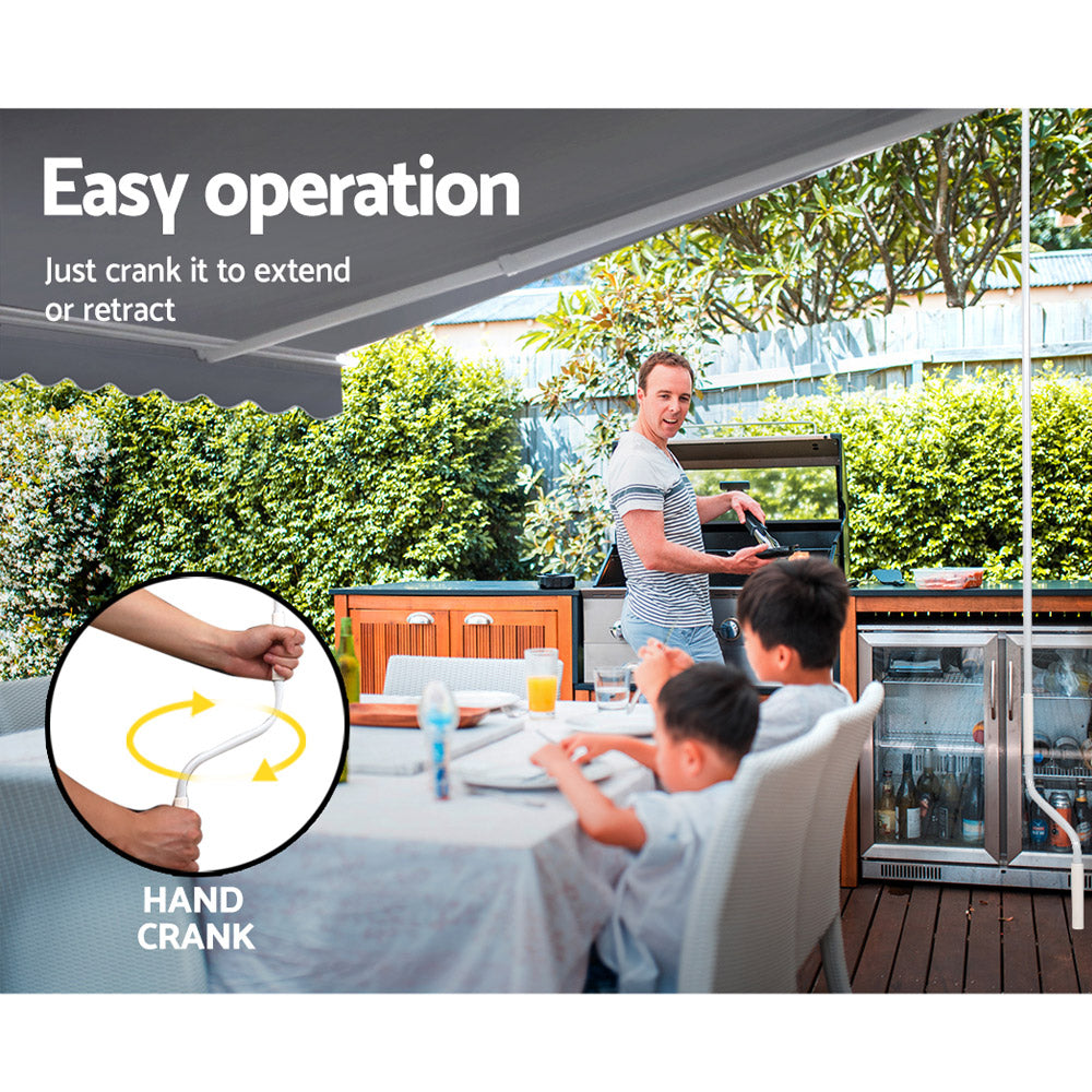 Retractable Folding Arm Awning | Manual Sunshade | 4Mx3M | Pearl Grey
