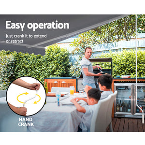 Retractable Folding Arm Awning | Manual Sunshade | 4Mx3M | Pearl Grey