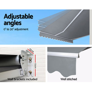 Retractable Folding Arm Awning | Manual Sunshade | 4Mx3M | Pearl Grey