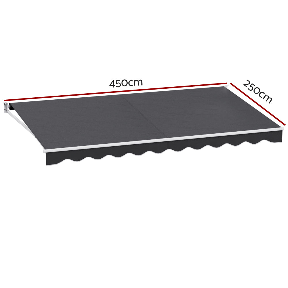 Retractable Folding Arm Awning | Manual Sunshade | 4.5Mx2.5M | Grey