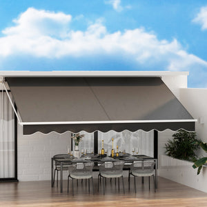 Retractable Folding Arm Awning | Manual Sunshade | 4.5Mx2.5M | Grey