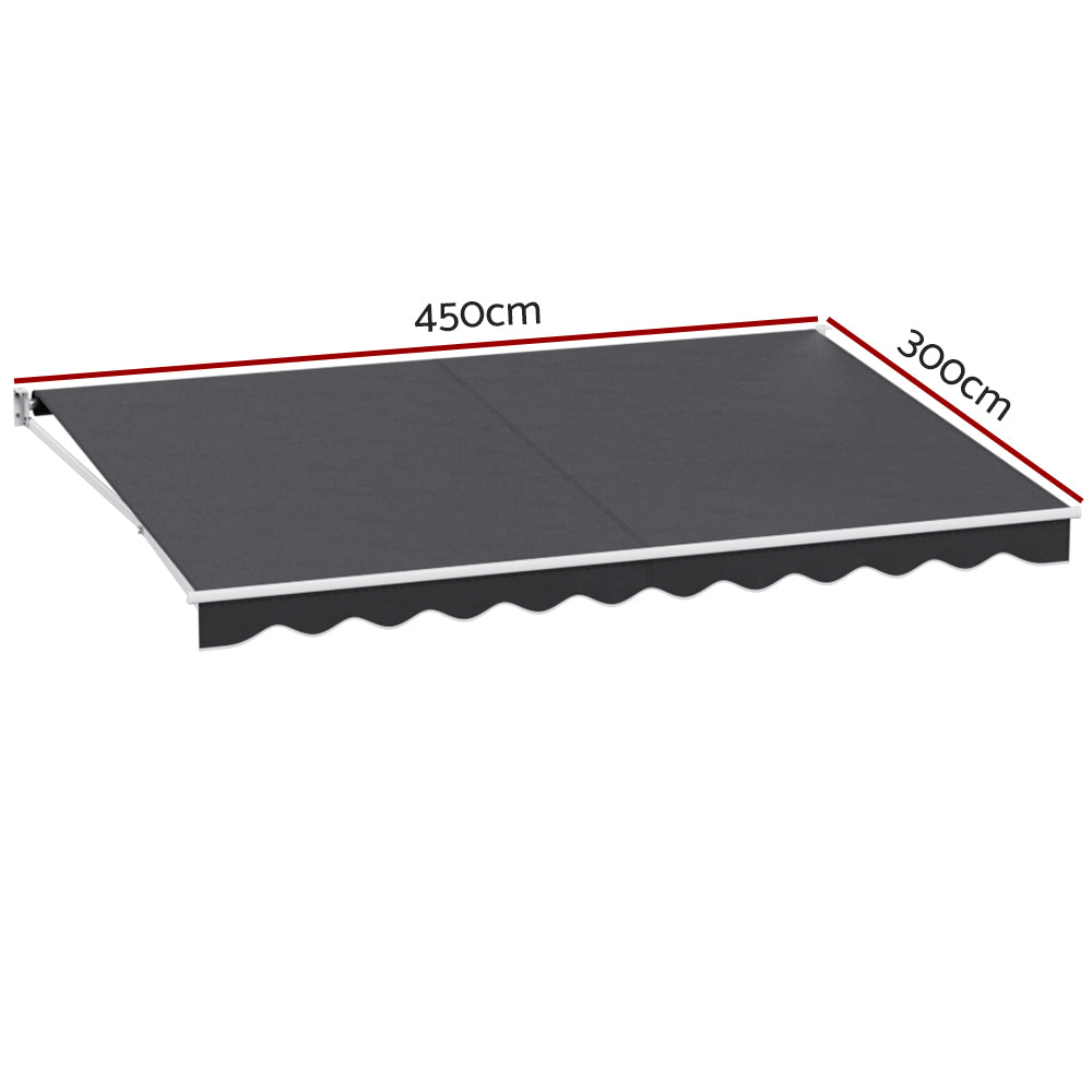 Retractable Folding Arm Awning | Manual Sunshade | 4.5Mx3M | Grey