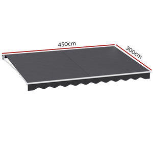 Retractable Folding Arm Awning | Manual Sunshade | 4.5Mx3M | Grey