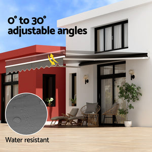Retractable Folding Arm Awning | Manual Sunshade | 4.5Mx3M | Grey