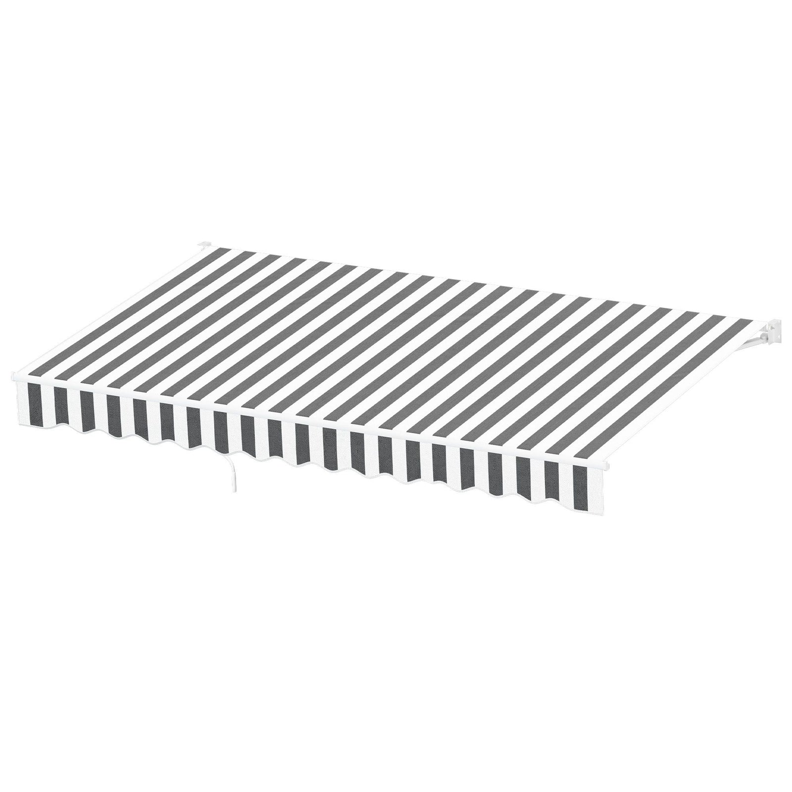 Manual Retractable Awning | 4.5 x 3m Folding Arm Sunshade | Grey & White