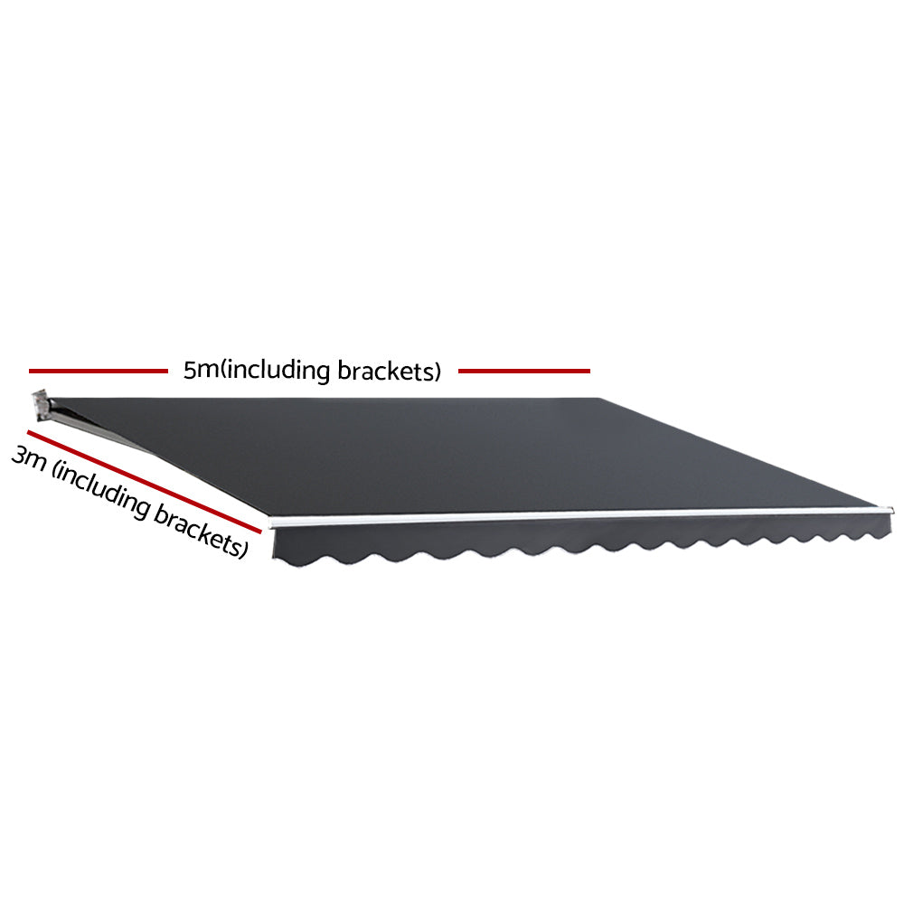 Retractable Folding Arm Awning | Manual Sunshade 5Mx3M Grey