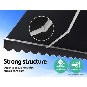 Retractable Folding Arm Awning | Manual Sunshade 5Mx3M Grey