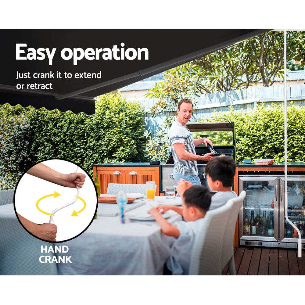 Retractable Folding Arm Awning | Manual Sunshade 5Mx3M Grey